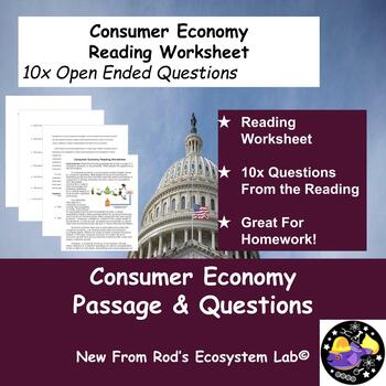 Preview of Consumer Economy Reading Worksheet w/Answer Key **Editable**