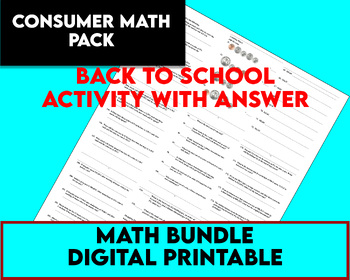 Preview of Consumer Math Activities Bundle | Back to school activity with solution