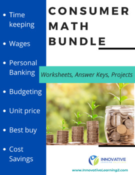 Preview of Consumer Math Bundle - Projects, Worksheets, and Answer Keys