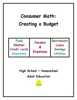 Preview of Consumer Math:  Creating a Budget