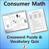 Consumer Math Crossword & Vocabulary Quiz