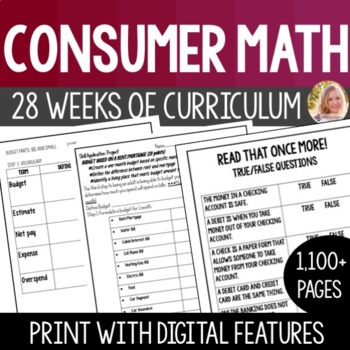 Preview of Consumer Math Curriculum Bundle + 4 Projects - Special Education Life Skills