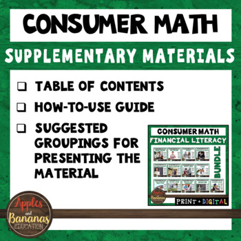 Preview of Consumer Math (Financial Literacy) Supplementary Materials