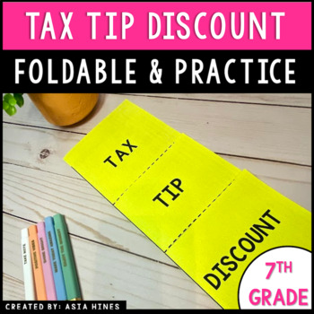 Preview of Tax Tip Discount Notes Foldable Style Notes 7th Grade