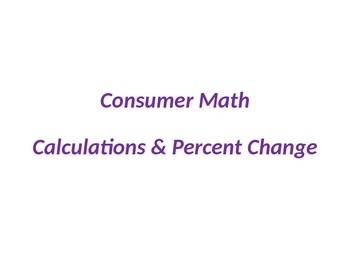 Preview of Consumer Math - Sales Tax, Discount, Tip and Markup Calculation Summary