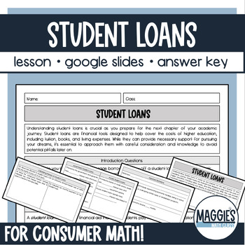 Preview of Consumer Math Student Loans Lesson: Calculating Simple Interest Monthly Payments