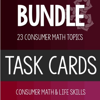 Preview of Consumer Math Task Card Bundle- High School Special Education Life Skills