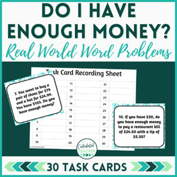 Preview of Consumer Math Word Problem Task Cards - Do I Have Enough Money