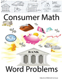 Consumer Math Word Problems: Interest, Wages, Shopping, an