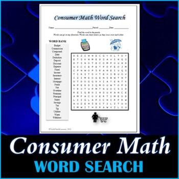 Preview of Consumer Math Word Search Puzzle