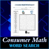Consumer Math Word Search Puzzle