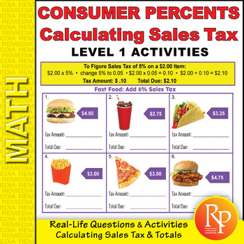 Preview of Sales Tax Worksheets - Consumer Math Word Problems - Real World Life Skills