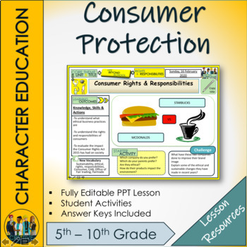 Preview of Consumer Rights and Responsibilities Middle School Lesson