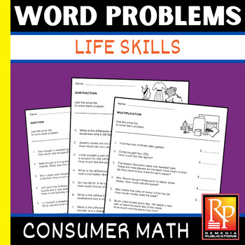 Preview of Consumer Word Problems & Menu: Department Store Math | Real World Activities