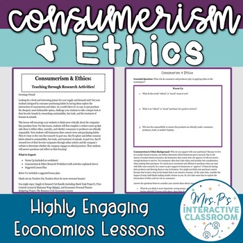 Preview of Consumerism & Ethics Economics Lesson (Distance Learning!)