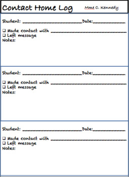 Preview of Contact Home Log