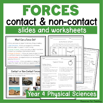 Preview of Contact and Non-Contact Forces - Year 4 Physical Sciences