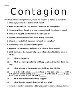 Preview of Contagion During Movie Questions