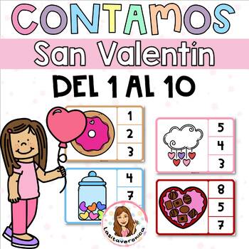 Preview of Contamos San Valentín / Valentine's Day Counting 1-10. February. Math Centers