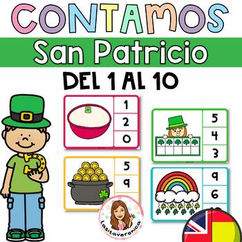 Preview of Contamos en San Patricio / St. Patrick's Day Counting 1-10. March. Math Centers