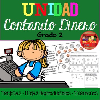 Preview of Contando Dinero Counting Money Task Cards/Assessments/WS in Spanish 2nd