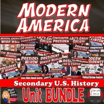Preview of MODERN AMERICA|  BUNDLE | Print & Digital |JFK-Trump| Grades 8-12