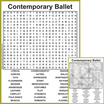 Preview of Contemporary Ballet Word Search