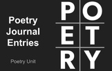 Contemporary Poetry Journal Entries: Poetry Unit and Final