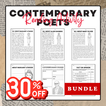 Preview of Contemporary Poets - Reading Activity Pack Bundle | National Poetry Month Activi