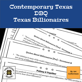 Preview of Contemporary Texas DBQ | Billionaires in Texas | 7th Grade | Texas History