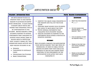 Preview of Before Reading Activity: Anticipation Guide
