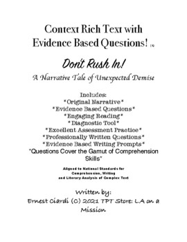 Preview of Content Rich Text with Evidence Based Questions: #1: Don't Rush In!