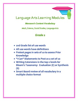 Preview of Content Vocabulary Grade 2