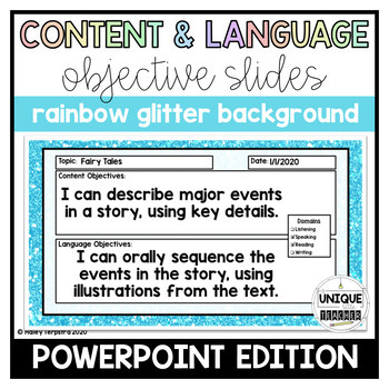 Preview of Content and Language Objective PowerPoint™ Slides: Glitter Background