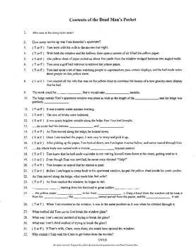Preview of Contents of the Dead Man's Pocket by Jack Finney Guided Reading Worksheet