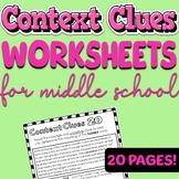 Context Clue Coloring Worksheets for Middle School ELA