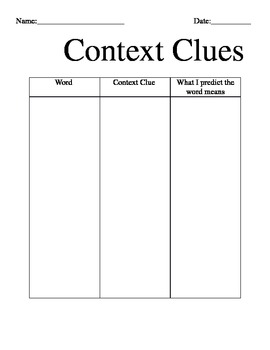 Preview of Context Clue Graphic Organizer that can be used for ALL ages, grades and levels!