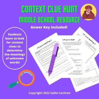 Preview of Context Clue Hunt (Middle School Resource)