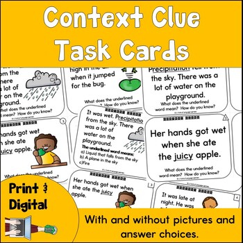 Preview of Context Clue Task Cards Print and Digital