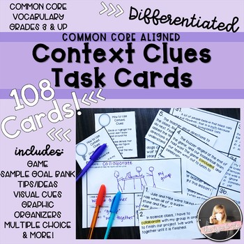 Preview of 108 Context Clues Task Cards, Common Core/Differentiated