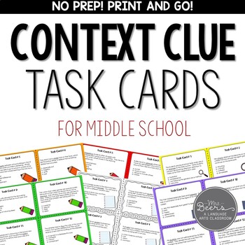 Preview of Context Clue Task Cards for Middle School
