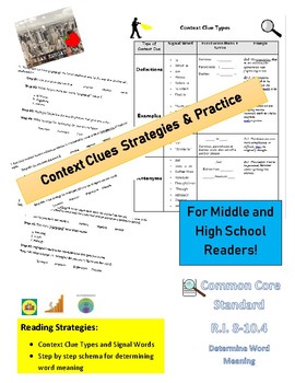 Preview of Context Clue Types and Practice for Middle and High School