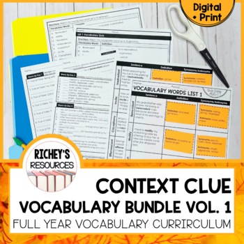 Preview of Context Clue Vocabulary Full Year Curriculum Volume 1 Digital and Print