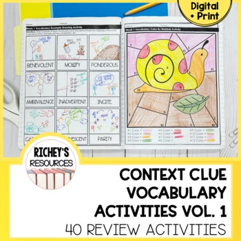 Preview of Context Clue Vocabulary Volume 1 Curriculum Activities Digital + Print