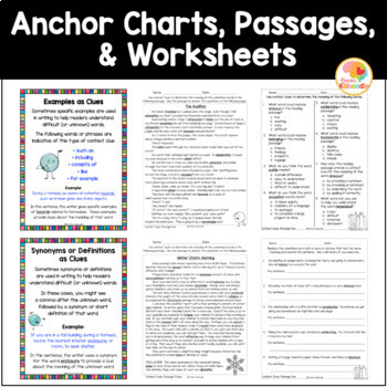 Context Clues Passages with Worksheets & Anchor Charts - 3rd-5th grade