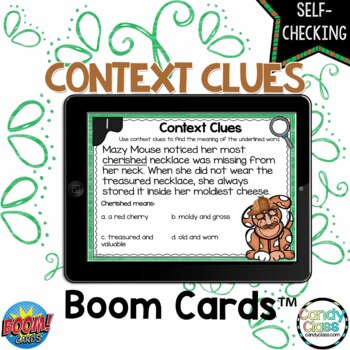Preview of Context Clues 2nd Grade Vocabulary Reading Comprehension Activities Boom Cards