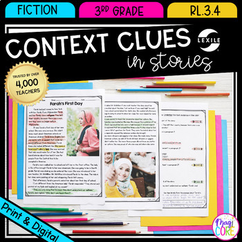 Preview of Context Clues 3rd Grade Reading Comprehension Passages and Questions RL.3.4