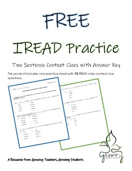 Preview of FREE Context Clues Third Grade IREAD Practice