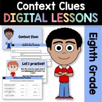 Preview of Context Clues 8th Grade Interactive Google Slides | Daily Grammar Practice