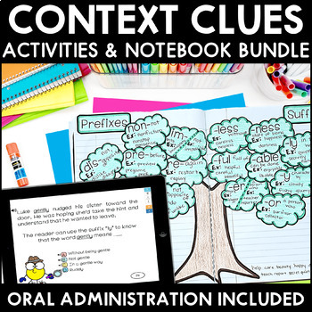 Preview of Context Clues Activities Bundle with Task Cards and Interactive Notebook Pages